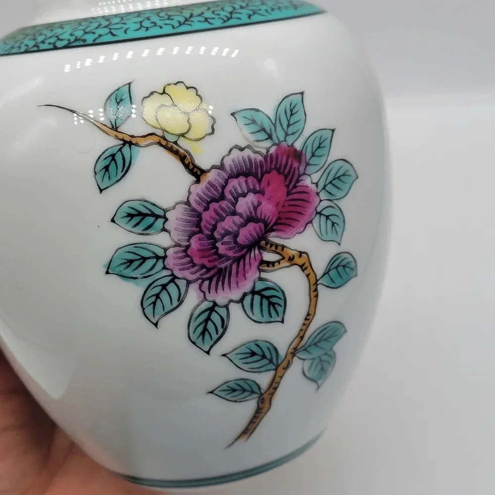 Vintage RARE ARDCO Multicolor Floral Ginger Jar From Japan Porcelain